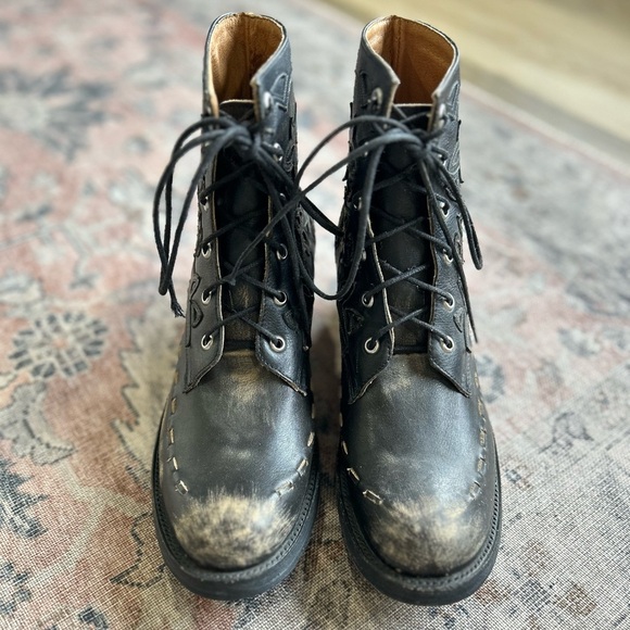 Old Gringo OG Lace-Up Leather Boots Size 7.5 Distressed Black - Picture 3 of 10
